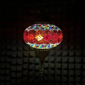 Red Mosaic Hanging Lamp – Turkish Glass Lantern