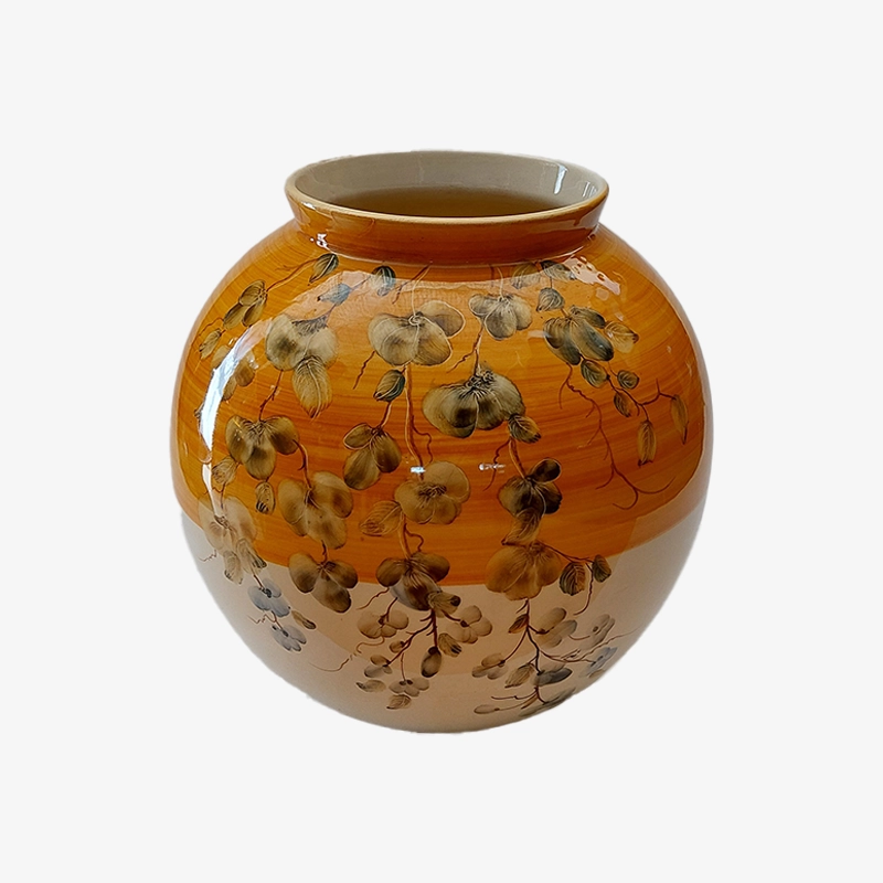 Golden Sunrise Persian Vase – Floral Handcrafted Design