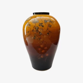 Golden Sunset Persian Vase – Floral Handcrafted Art