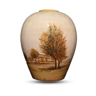 Hand Painted Ceramic Pottery with Scenic Countryside Design