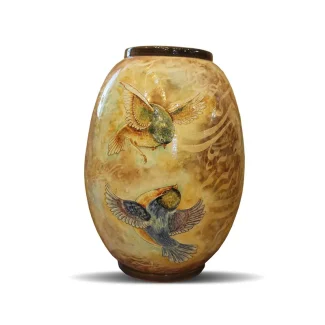 Handcrafted Ceramic Pottery with Flying Birds Design