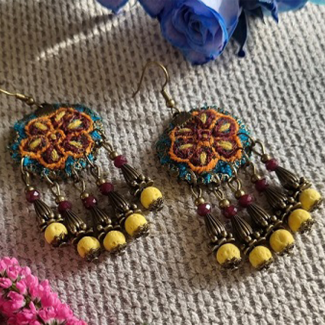 Handcrafted Floral Embroidered Boho Earrings