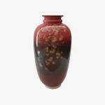 Handcrafted Persian Red Vase – Floral Brushwork Design