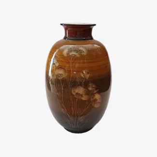 Handcrafted Persian Vase – Earthy Floral Design