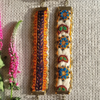 Handmade Blue and Yellow Embroidered Bracelet