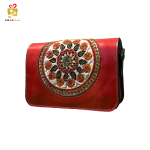 Handmade Leather Bag with Pateh Circular Floral Design02