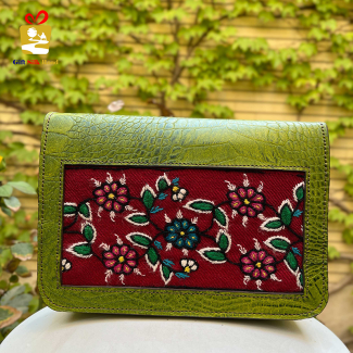 Handmade Leather Bag with Pateh Garden Bloom Embroidery