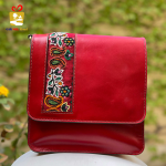 Handmade Leather Bag with Pateh Red Elegance01