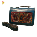 Handmade Leather Bag with Pateh Rich Red and Blue Design02