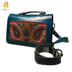 Handmade Leather Bag with Pateh Rich Red and Blue Design03