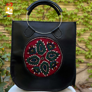 Handmade Leather Bag with Pateh Twilight Embroidery