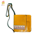 Handmade Leather Bag with Pateh Yellow Elegance03