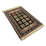 Handwoven Dark Green Persian Patchwork Design Rug