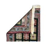 Handwoven Dark Green Persian Patchwork Design Rug05