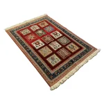 Handwoven Dark Red Persian Patchwork Design Rug