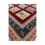 Handwoven Dark Red Persian Patchwork Design Rug