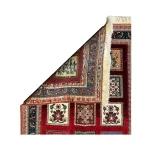 Handwoven Dark Red Persian Patchwork Design Rug