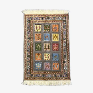 Handwoven Gray Persian Patchwork Design Kilim-Carpet