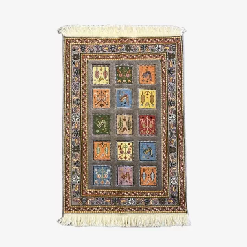 Handwoven Gray Persian Patchwork Design Kilim-Carpet