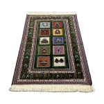 Handwoven Green Persian Patchwork Design Rug