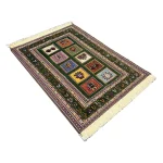 Handwoven Green Persian Patchwork Design Rug