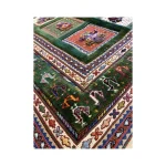 Handwoven Green Persian Patchwork Design Rug