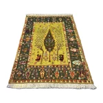 Handwoven Green Persian Patchwork Design Rug