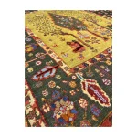 Handwoven Green Persian Patchwork Design Rug