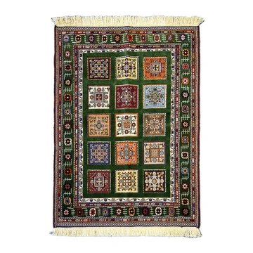 Handwoven Kheshti Kilim with Colorful Mosaic Pattern