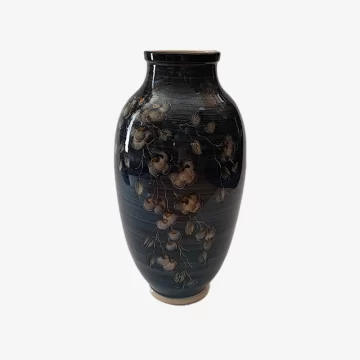 Nightfall Persian Vase – Hand-Painted Floral Motif