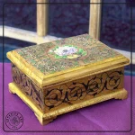 Ornate Wooden Keepsake Box with Floral Design miniature painting01