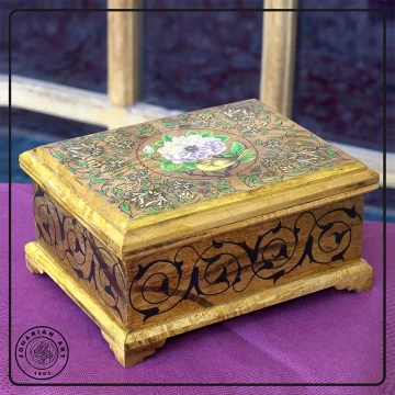 Ornate Wooden Keepsake Box with Floral Design miniature painting01