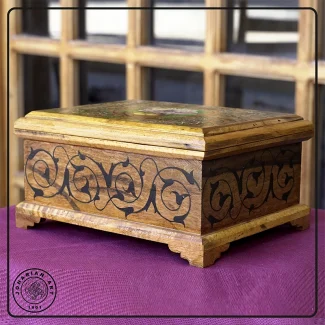 Ornate Wooden Keepsake Box with Floral Design miniature painting03