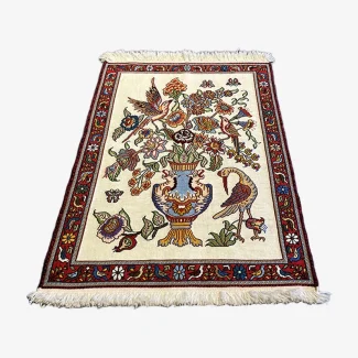 Persian Handwoven Floral Rug with Bird Motif02