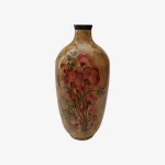 Scarlet Blossom Persian Vase – Handcrafted Floral Design