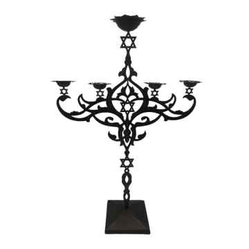 Silver Damascened Steel Candlestick