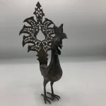 Silver Damascened Steel Rooster