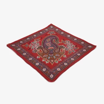 Vibrant Red Kerman Pateh with Elaborate Paisley Pattern