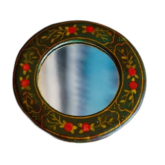 round Pocket Papier-Mâché Mirror with Miniature Painting02