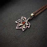 Five-Pointed Brass Leaf with Red Agate Necklace02