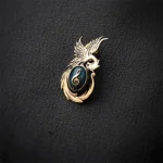 Brass Simurgh Necklace with Oval Green Agate01