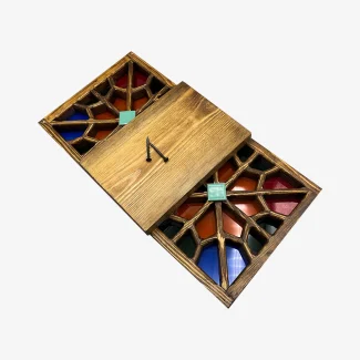 Handcrafted Decorative Window with Wooden Girih TIle and Colored Glass01