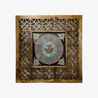 Handcrafted Wall Clock with Wooden Frame and Persian Girih TIle Design