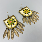 Handmade ethnic earrings with yellow floral design01