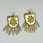 Handmade ethnic earrings with yellow floral design02