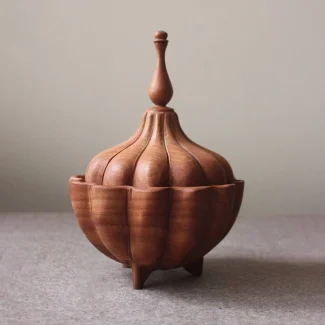 Handmade Wooden Lotus Sugar Bowl01