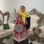 All-Wool Pateh with Plant-Dyed Thread, Red bazou bandi Design