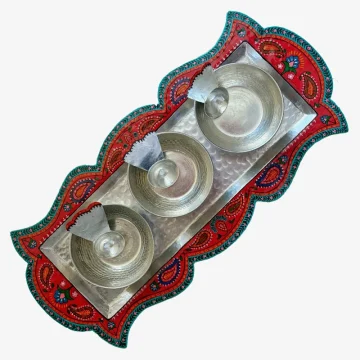 Handmade Copper Serving Dish with Enamel Pateh Painting01