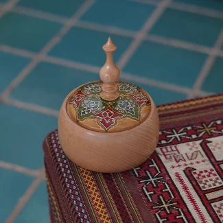 Handmade Wooden Candy Dish with Tazhib Painting01