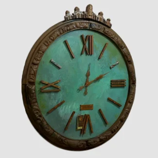 Handmade IronGem Wall Clock – Shafaq Edition with Copper-Bronze Oxide and Agate Inlays